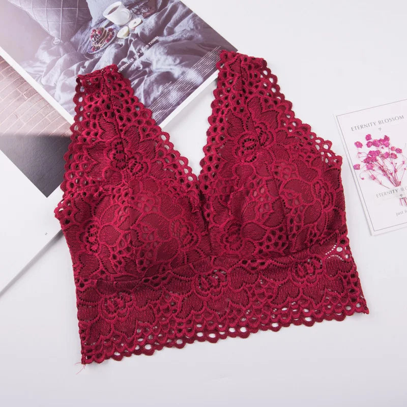 Women's Lace Hollow Cotton-Polyester Solid Camisole Tank Top