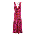 Women's Red Solid O-Neck Fit and Flare Sleeveless Summer Dress