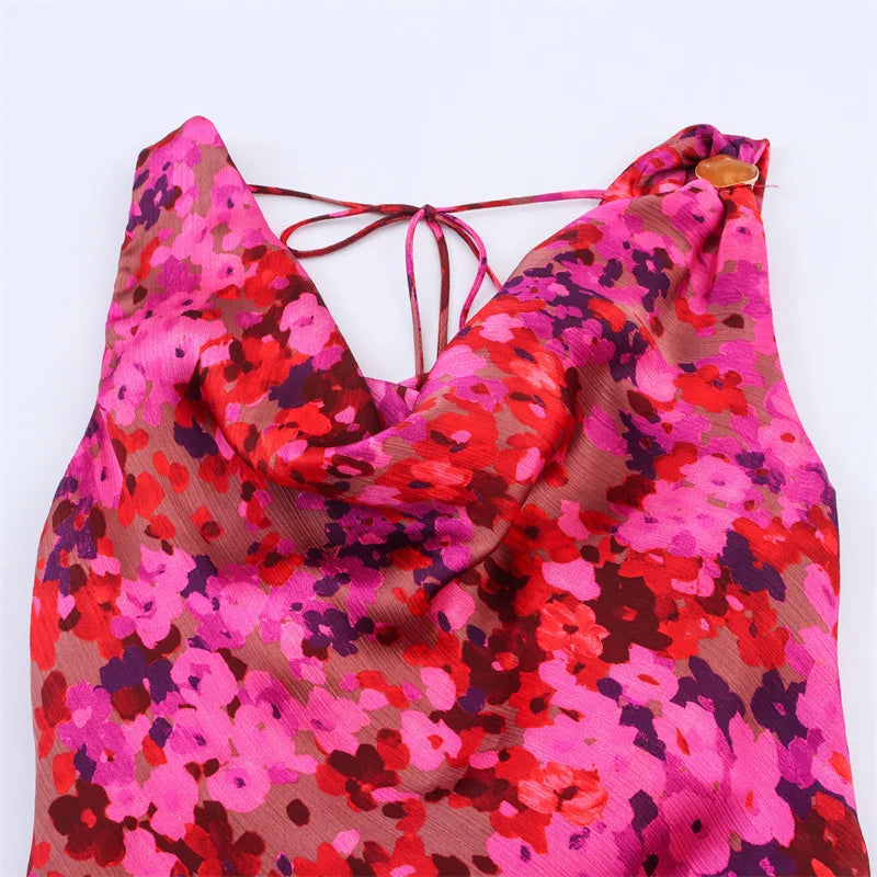 Women's Red Solid O-Neck Fit and Flare Sleeveless Summer Dress